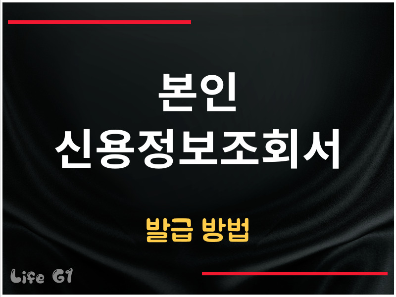 본인 신용정보조회서 발급